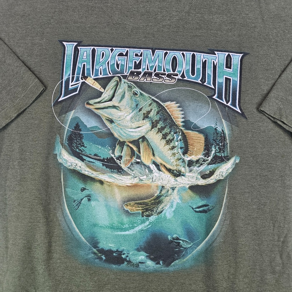 Mens 2x Fishing Tee Largemouth Bass tshirt